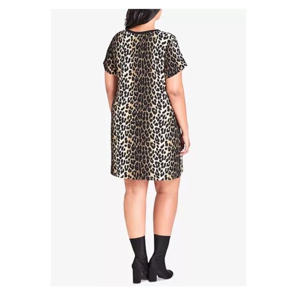 City Chic Animal Print Crepe Shift Mini Dress Sz.S(16) - Picture 2 of 12